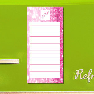 Magnetic Pink Glitter To-Do List Magnetic Notepad