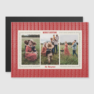 Magnetic Red Modern Farmhouse Holiday Photo Card