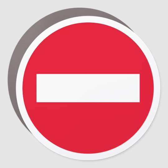 Magnetic Round Red Stop Sign Do Not Enter Symbol Zazzle Co Uk