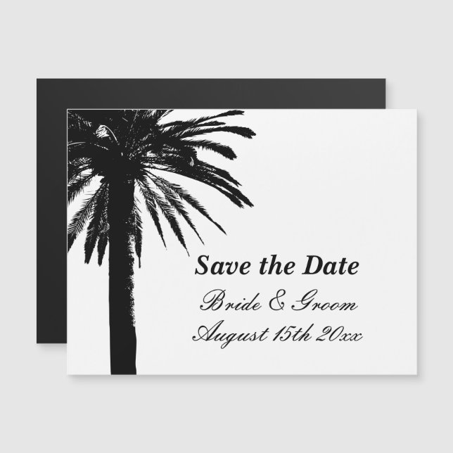 Magnetic save the date card for chic beach wedding (Front/Back)