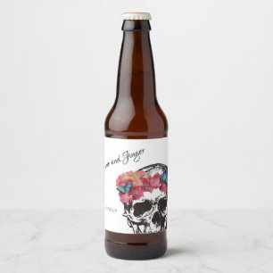 Magnetic Skull Wedding bottle Label