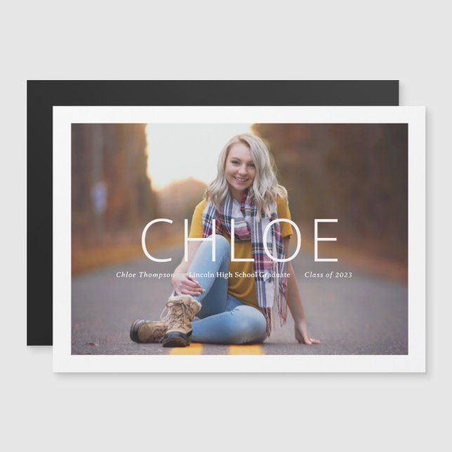 Magnetic Stylish Photo Graduation Announcement (Front/Back)