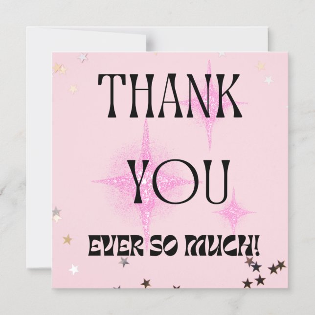 Magnetic "Thank You So Much Elegant Pink & Stars Magnetic Invitation (Front)