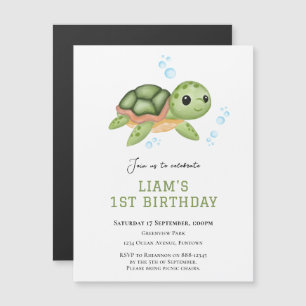 Magnetic Turtle Under the sea first birthday  Invitation