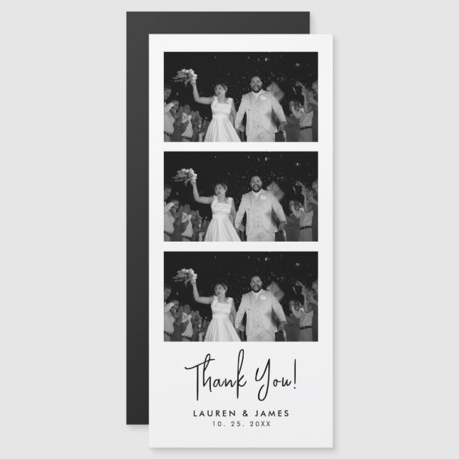 Magnetic Wedding Photo Strip Thank You Card (Front/Back)