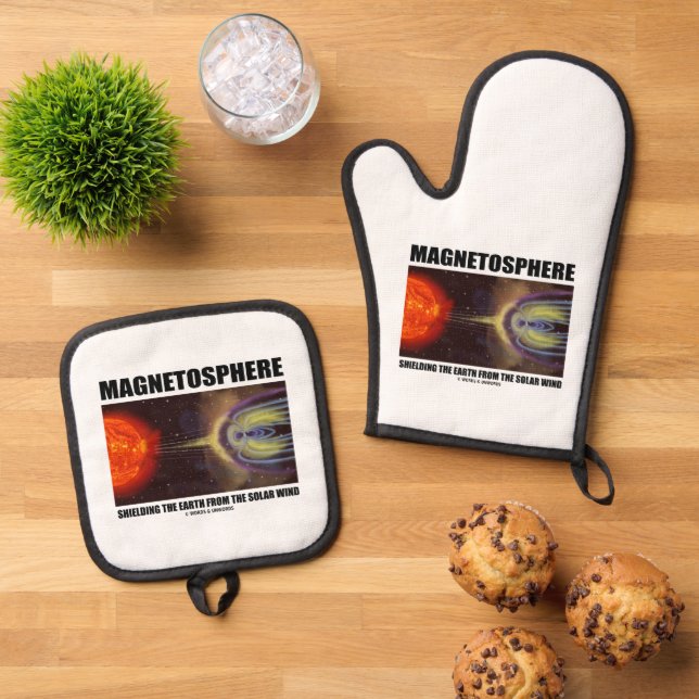 Magnetosphere Shielding Earth From Solar Wind Oven Mitt & Pot Holder Set (Top Down)