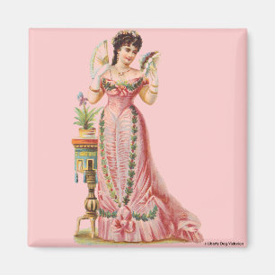 MAGNETS VICTORIAN ERA FRENCH LADY WITH FANS
