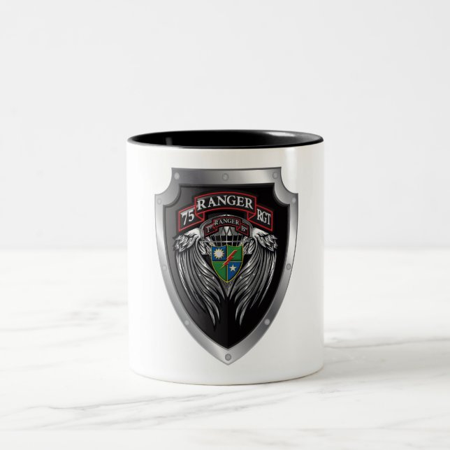 Magnificent 1st Bat 75th Ranger Regimental Scroll Two-Tone Coffee Mug (Center)