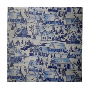 Magnificent Amazing Christmas Snowing Hauses   Tile