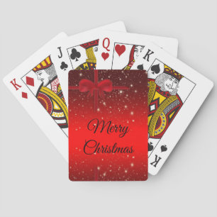 Magnificent Beautiful Christmas Red Bow Playing Cards