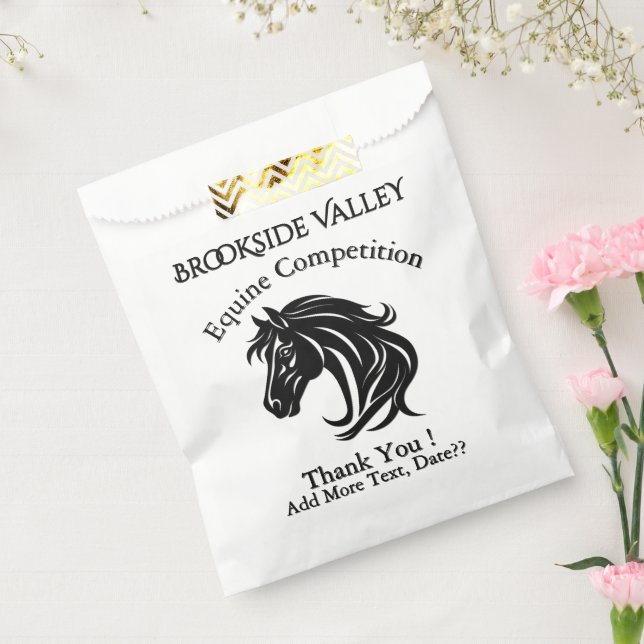 Magnificent Black Horse Head All Custom Text Favour Bags (Sealed)