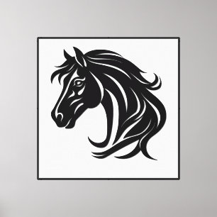 Magnificent Black Horse Head   Canvas Print