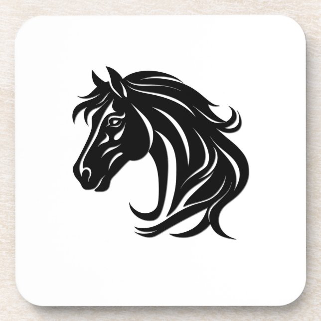 Magnificent Black Horse Head   Coaster (Front)