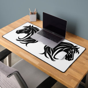 Magnificent Black Horse Head   Desk Mat