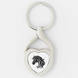 Magnificent Black Horse Head Key Ring