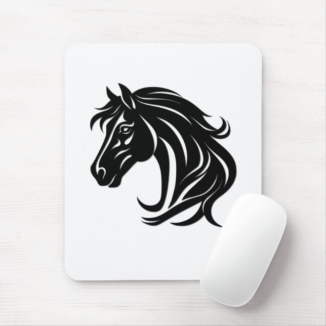 Magnificent Black Horse Head   Mouse Mat (With Mouse)