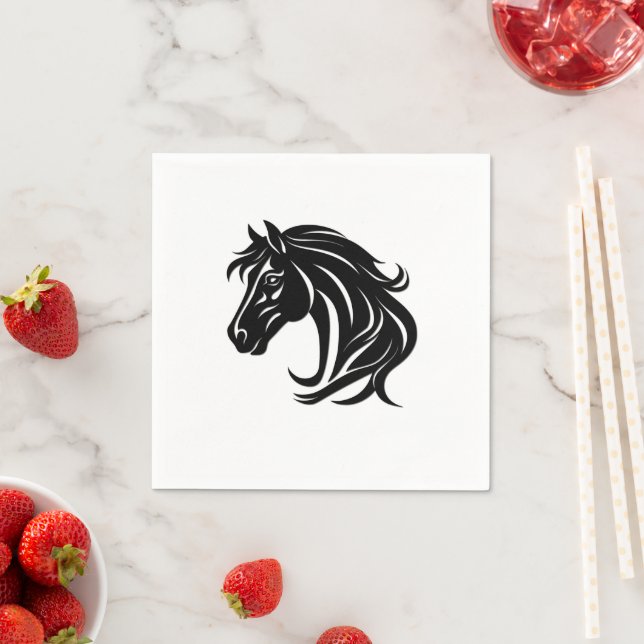 Magnificent Black Horse Head   Napkin (Insitu)