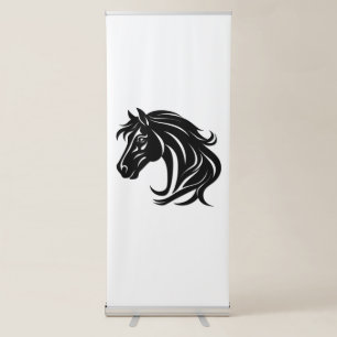 Magnificent Black Horse Head Retractable Banner