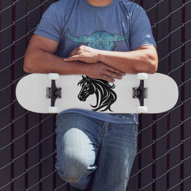 Magnificent Black Horse Head   Skateboard (Outdoor 3)