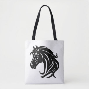 Magnificent Black Horse Head Tote Bag