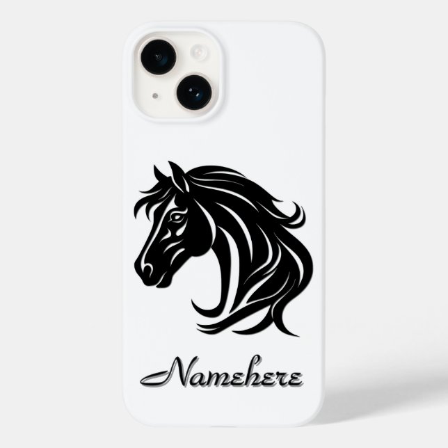 Magnificent Black Horse Head with Name   Case-Mate iPhone Case (Back)