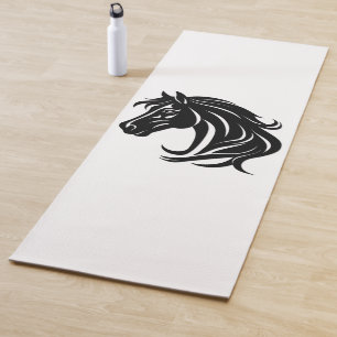 Magnificent Black Horse Head   Yoga Mat