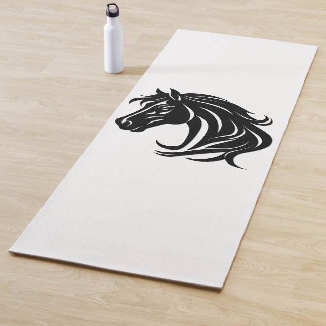 Magnificent Black Horse Head   Yoga Mat (In Situ)