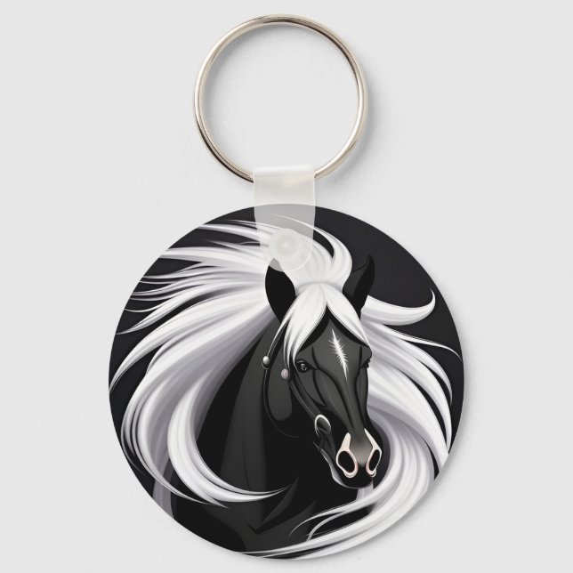 Magnificent Black Horse Key Ring (Front)