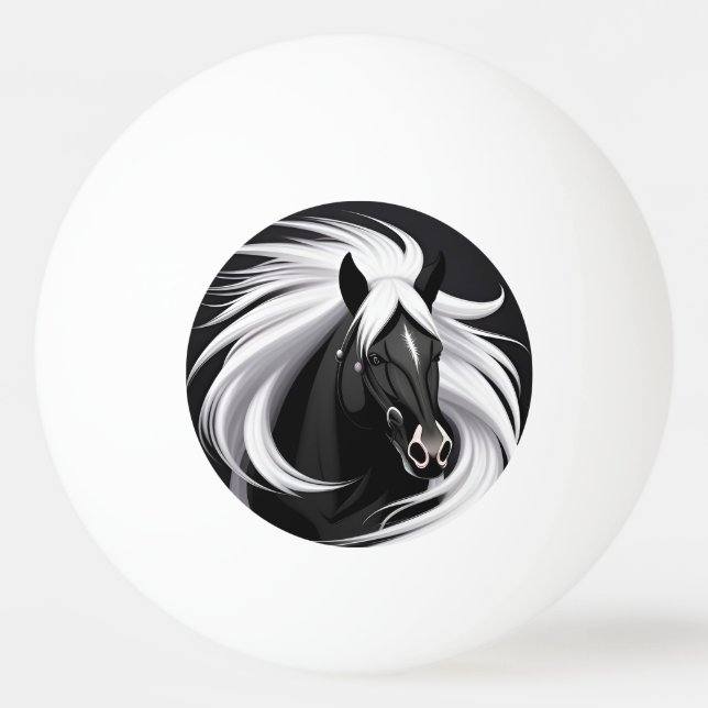 Magnificent Black Horse Ping Pong Ball (Front)