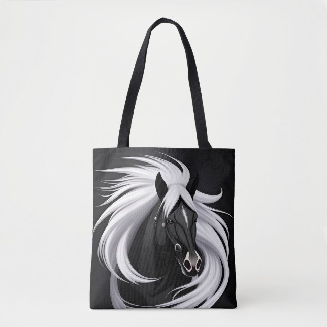 Magnificent Black Horse Tote Bag (Front)