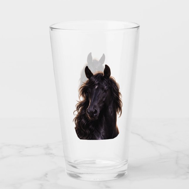 Magnificent Black Stallion Glass (Front)