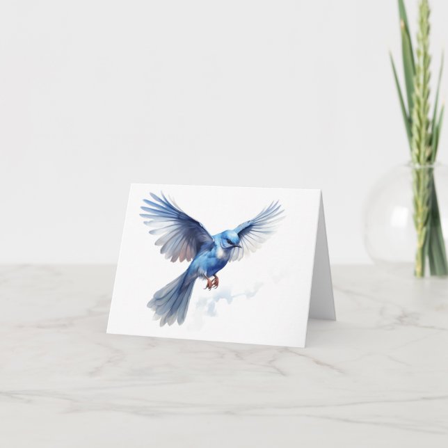 Magnificent Blue Bird Flying BLANK  Card (Front)