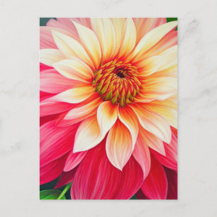 Magnificent Blush Rose and Pink Dahlia Postcard