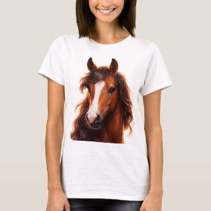 Magnificent, Brown horse with white blaze T-Shirt