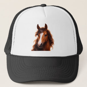 Magnificent, Brown horse with white blaze Trucker Hat