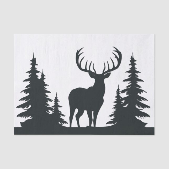 Magnificent Buck Among Pine Trees Tissue Paper (Front)