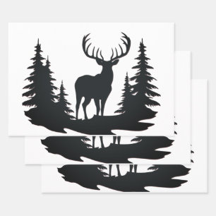 Magnificent Buck Among Pine Trees Wrapping Paper Sheet