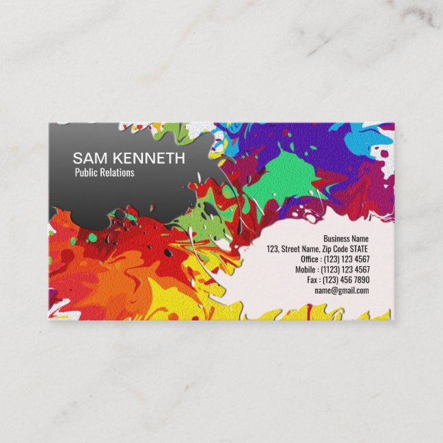 Magnificent Colour Splash Modern Art Business Card (Front)