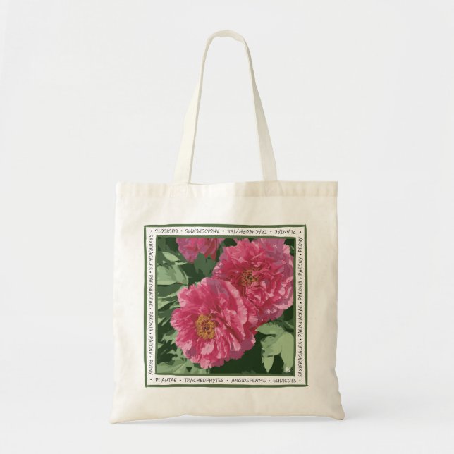 Magnificent deep pink peony on canvas tote bag. bag (Front)