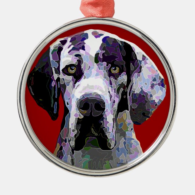 Magnificent Great Dane European Harlequin Ornament (Front)