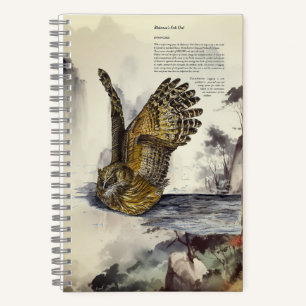 Magnificent Hand-Painted Blakiston's Fish Owl Notebook