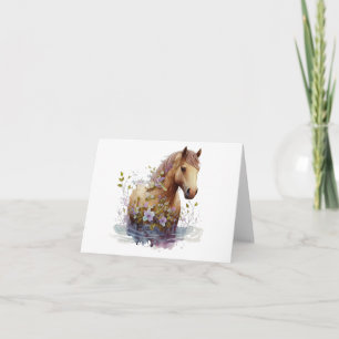 Magnificent Horse with Flowers BLANK Card