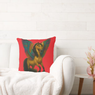 Magnificent Horse With Spectacular Wings Cushion