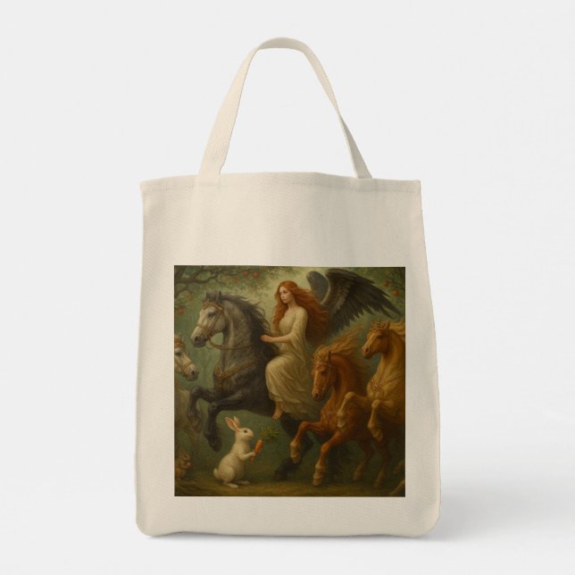 Magnificent Horses and Angel Tote Bag (Back)