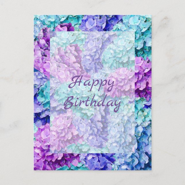 Magnificent hydrangea blossoms birthday card (Front)