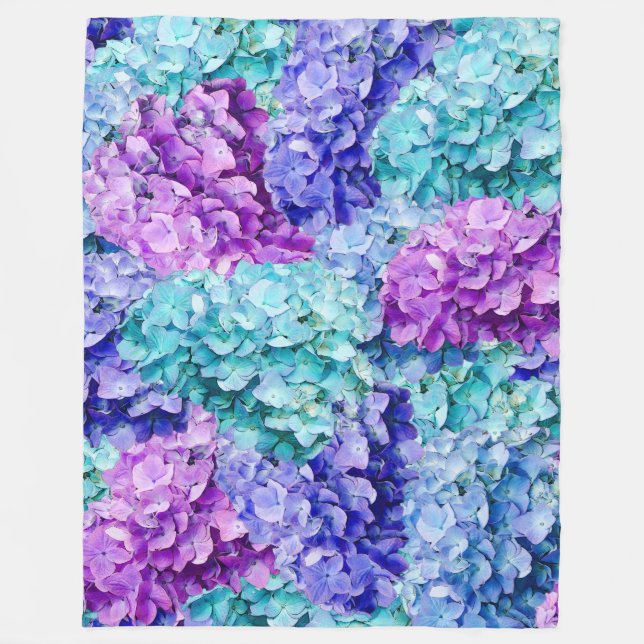 Magnificent hydrangea blossoms  fleece blanket (Front)