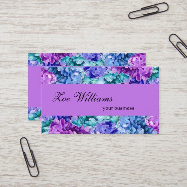 Magnificent hydrangea blossoms, personalised business card (Front/Back In Situ)