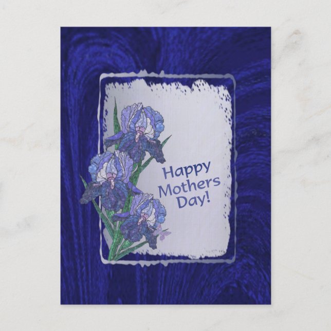 Magnificent Iris Blossoms Mothers Day Wishes Postcard (Front)