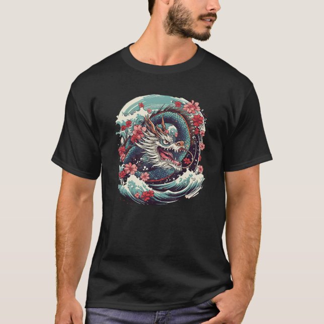 Magnificent Japanese Dragon Graphic T-Shirt (Front)