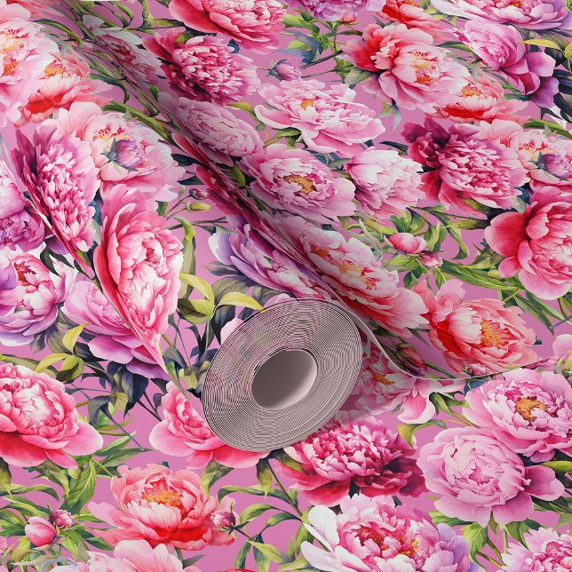 Magnificent Love Peonies on Bright Pink Wallpaper (Creator Uploaded)